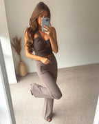 Women's Early Spring Women Clothing Design Halter Linen Short Top