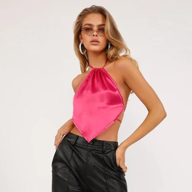 's Halterneck Vest Solid Color Apron Sling Small Top