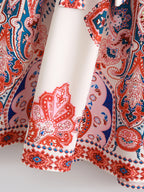 Spring Autumn New Fashion Long Sleeve V-Neck Print Dress
