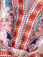 Spring Autumn New Fashion Long Sleeve V-Neck Print Dress
