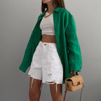 Women's Fashion Beauty Loose Single-Breasted Shirt Fall Women Clothing New Oversize Large Casual Shirt