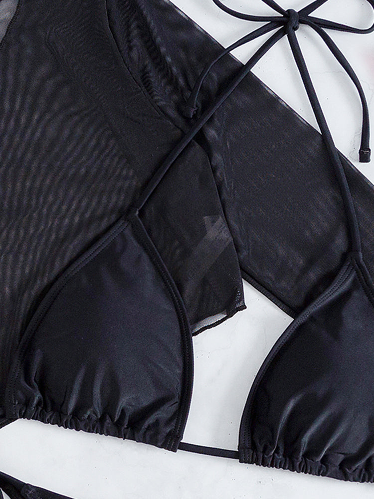 Halter Solid Bikini Swimwear