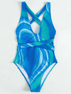 Print Bandage One-piece Swimwear
