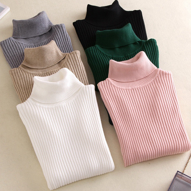 Women's Turtleneck Knit Top – Slim Long-Sleeve Layer