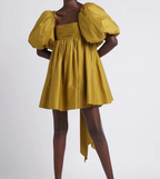 Women's Square Neck Puff Sleeve Smocked Mini Dress