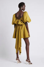 Women's Square Neck Puff Sleeve Smocked Mini Dress