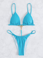 Solid Triangle One-piece Swimwear