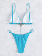 Solid Triangle One-piece Swimwear