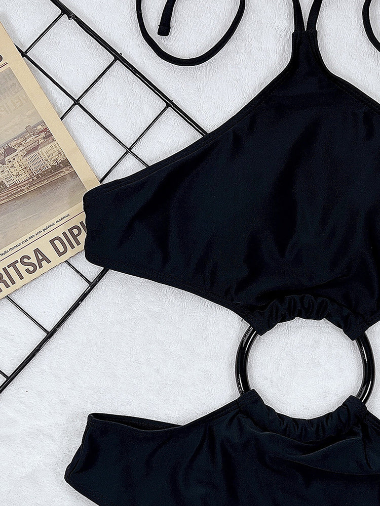 Solid Bandeau One-piece Swimwear