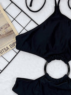 Solid Bandeau One-piece Swimwear