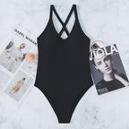 Neck Solid One-piece Swimwear