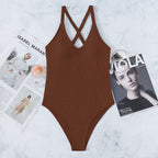 Neck Solid One-piece Swimwear