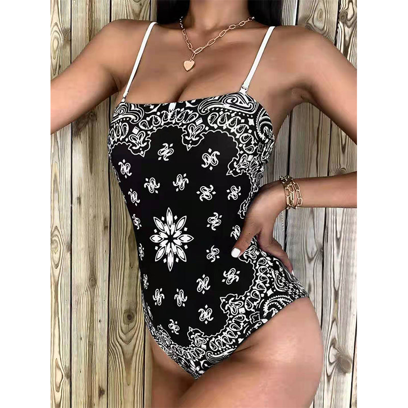 Cut Print One-piece Swimwear