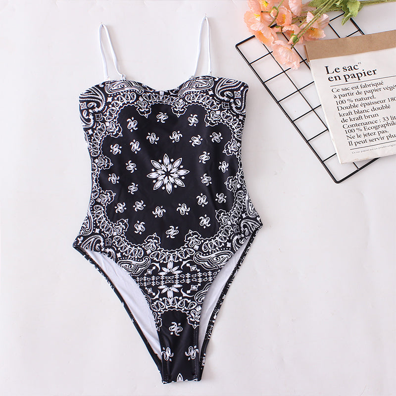 Cut Print One-piece Swimwear
