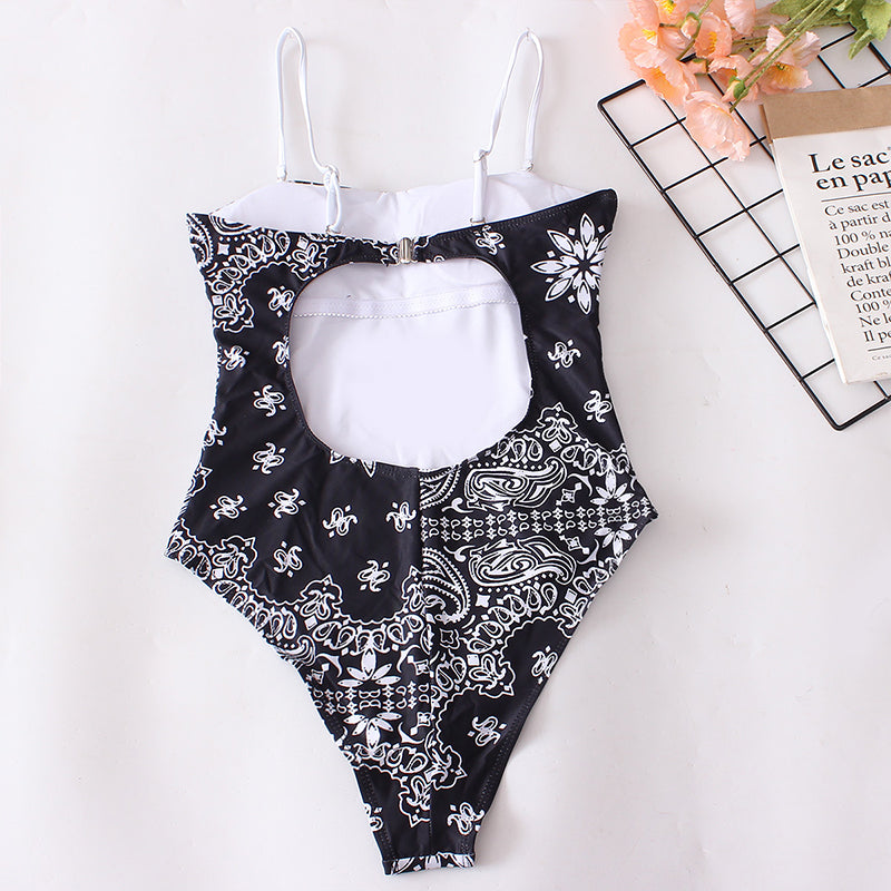 Cut Print One-piece Swimwear