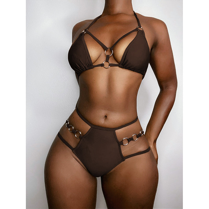 Halter Solid Bikini Swimwear