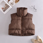 High Collar Zipper Quilted Vest