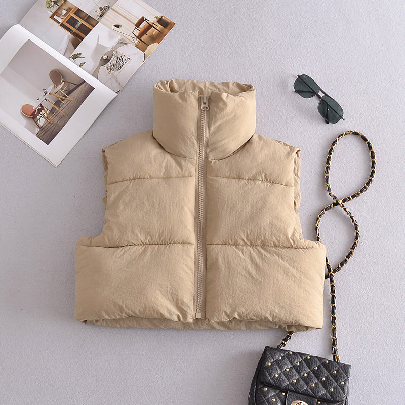 High Collar Zipper Quilted Vest