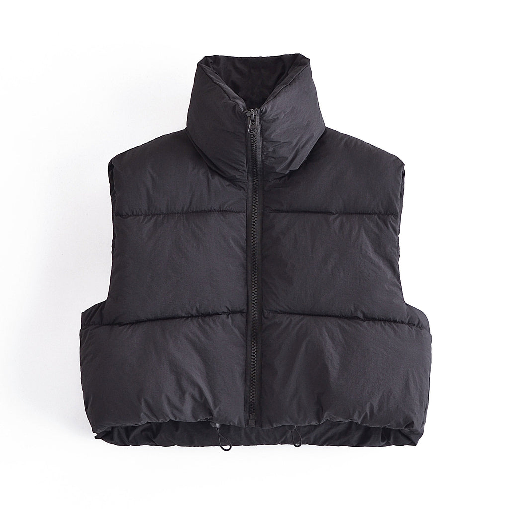 High Collar Zipper Quilted Vest