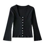 Women's Single-Breasted Long Sleeve Knitted Cardigan Outerwear Top