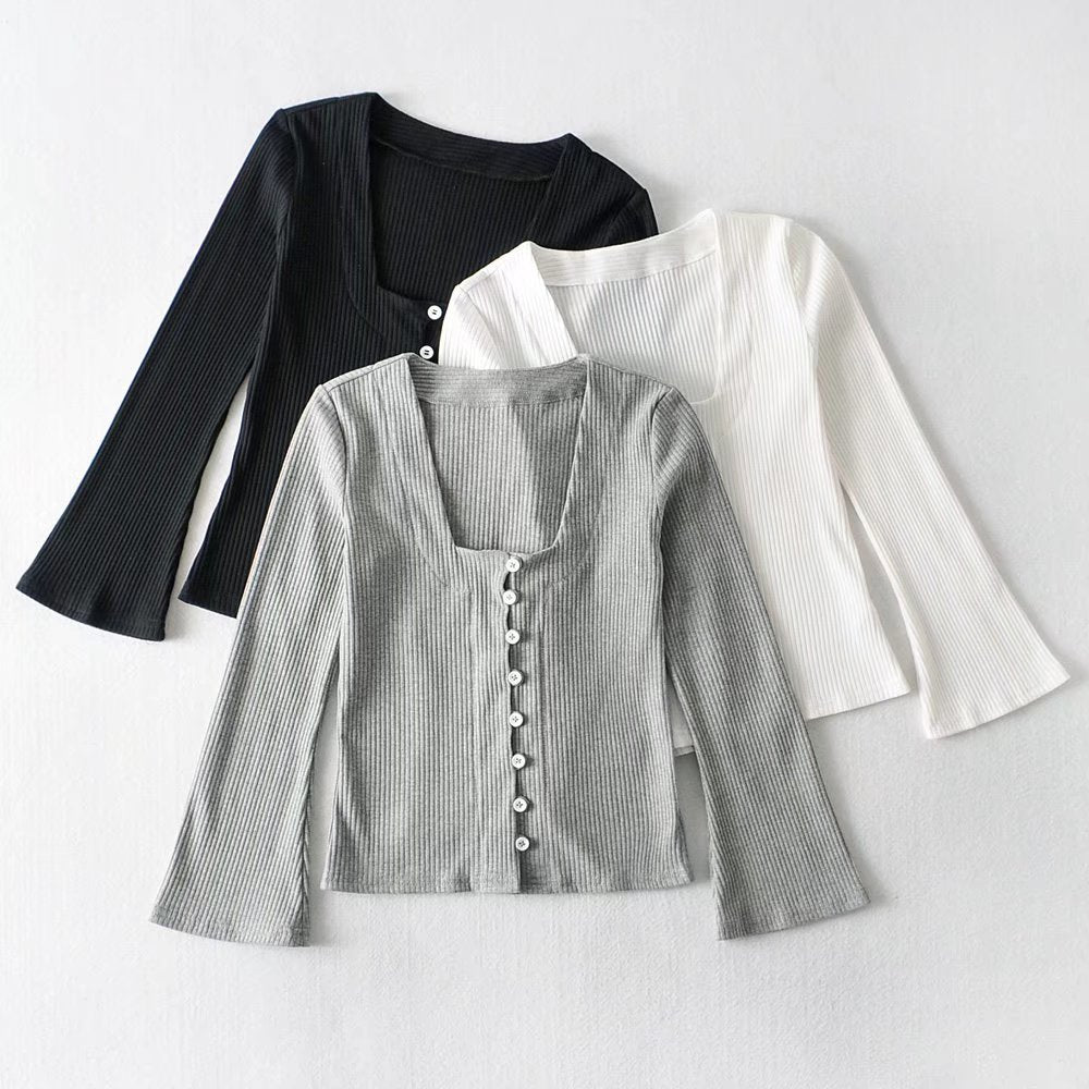 Women's Single-Breasted Long Sleeve Knitted Cardigan Outerwear Top