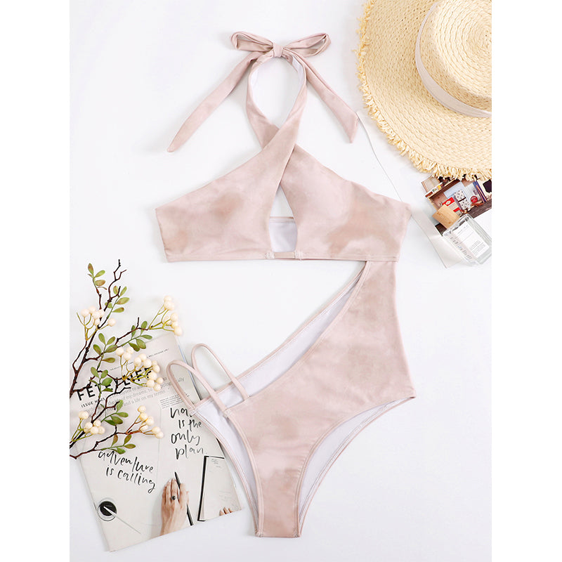 Halter Hollow One-piece Swimwear