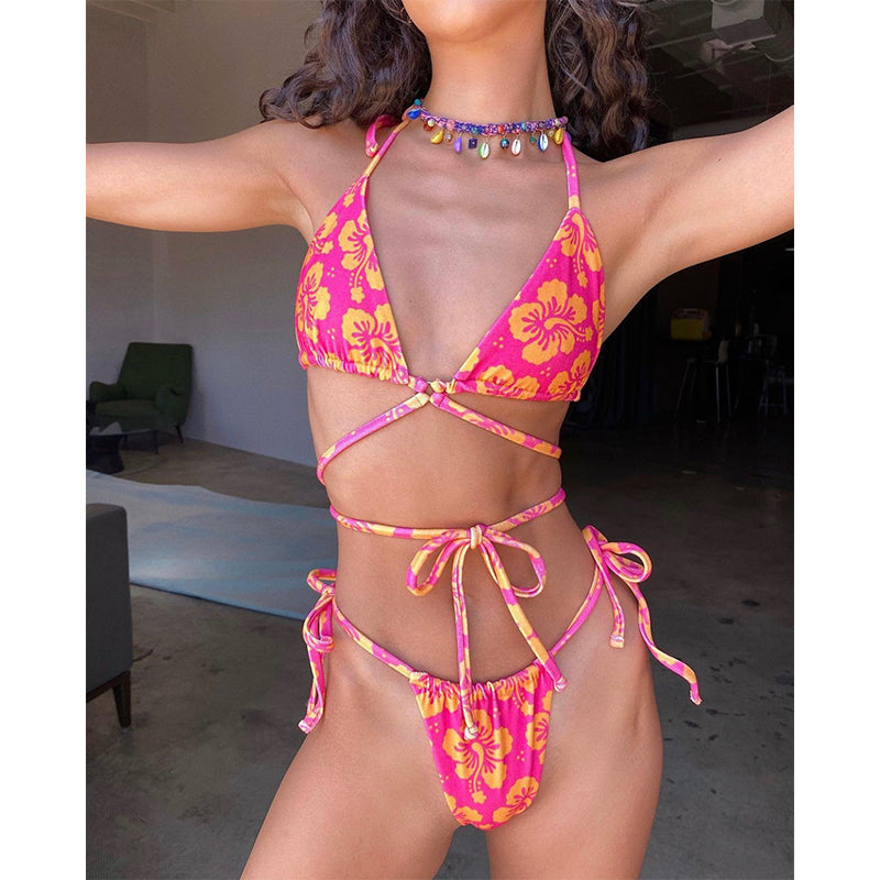 String Halter Bikini Swimwear