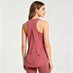 Women's rust split-back active tank top
