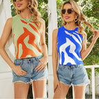 Women's Crochet Beach Vest Top – Striped Sleeveless Tank