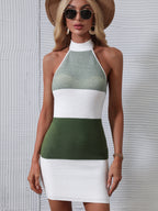 Spring Summer New Striped Slim Fit Tied Backless Knitwear
