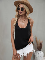 Spring New Loose Camisole Solid Color Women Fashion U Collar Vest