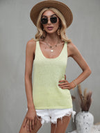 Spring New Loose Camisole Solid Color Women Fashion U Collar Vest