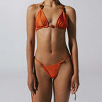 Women's burnt orange ring triangle bikini set