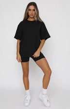 Summer Solid Color Short-Sleeve Round-Neck Pullover Top Urban Casual Shorts Suit Set