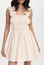 Square-Neck Ruffle-Trim Sleeveless Dress