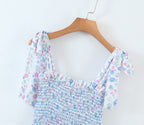 Women's Strap Dress Floral Lace Bow Strap Tie Strap Tie Strap Smocked Patchwork Macthing