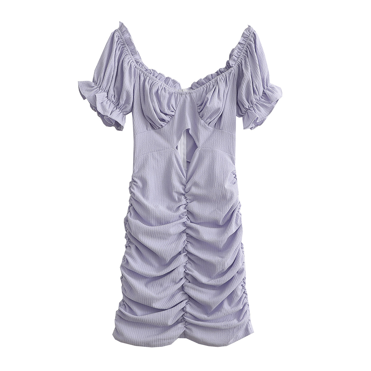 Early Spring Women Clothing French Fashionable Pleated Puff Sleeve Dress