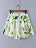 Women's Spring New Swing Collar Top and Shorts Two-Piece Set