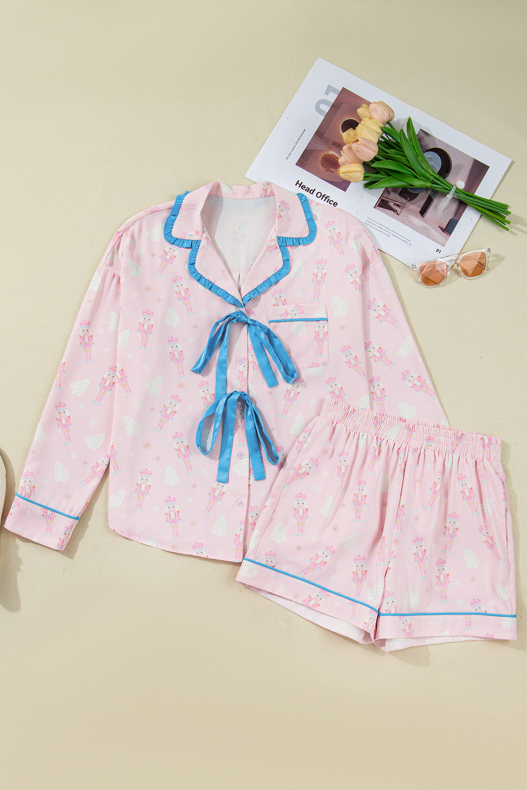 Pink Christmas Nutcracker Pajama Set