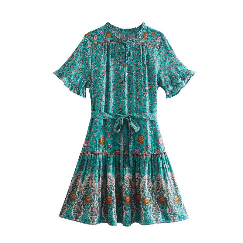 Women's Spring Summer Positioning Rayon Short Sleeve Dress