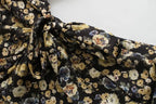 Women's Spring Women Clothing Criss Cross V-Neck Long Sleeve Printed Waist Belt Dress Women