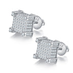 S925 silver moissanite 3D cube stud earrings