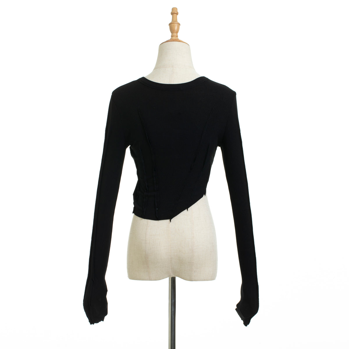 Women's Long-Sleeve Asymmetric Cropped T-Shirt