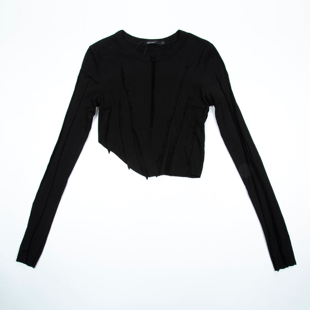 Women's Long-Sleeve Asymmetric Cropped T-Shirt