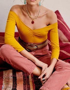Pleated V Neck Stretch Bodysuit