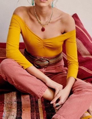 Pleated V Neck Stretch Bodysuit