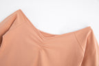 Pleated V Neck Stretch Bodysuit