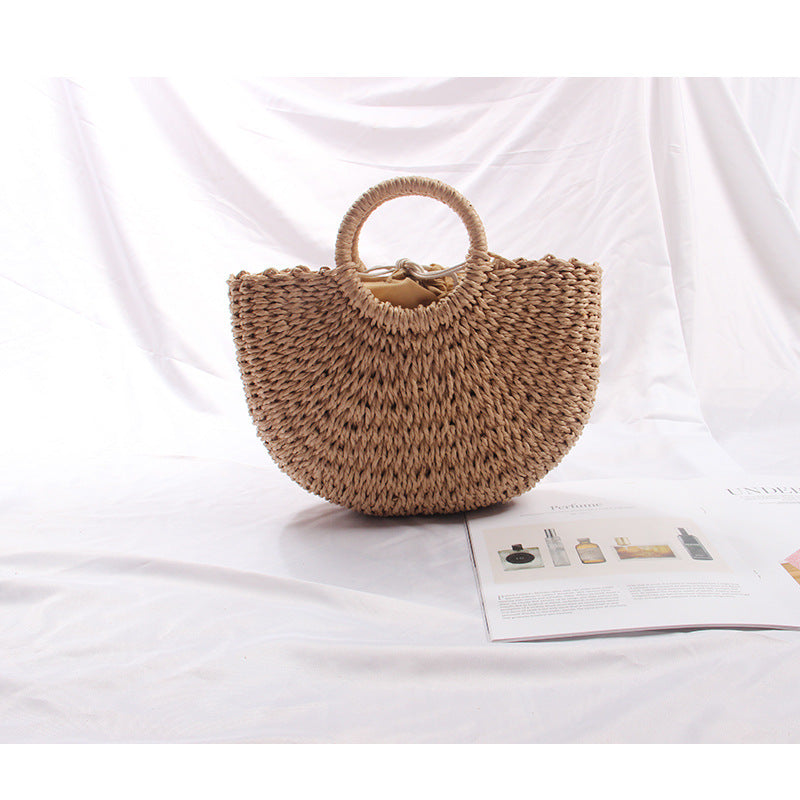 Women's Semicircle Straw Beach Bag