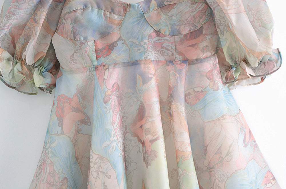 Women's Organza Printed Pattern Princess Dress