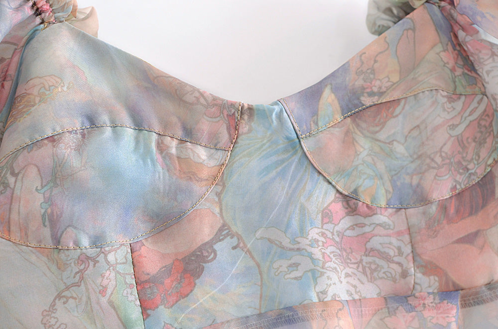 Women's Organza Printed Pattern Princess Dress